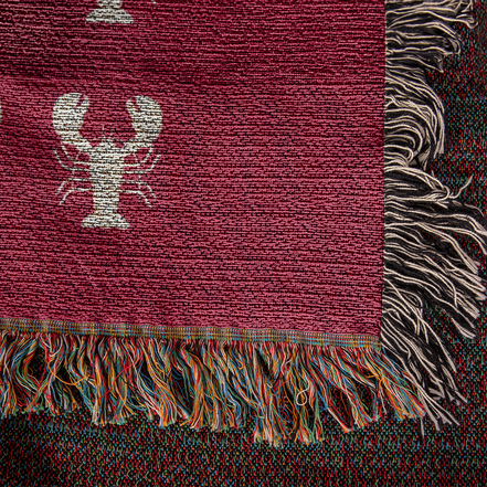 Lobster Motif Heirloom Woven Blanket