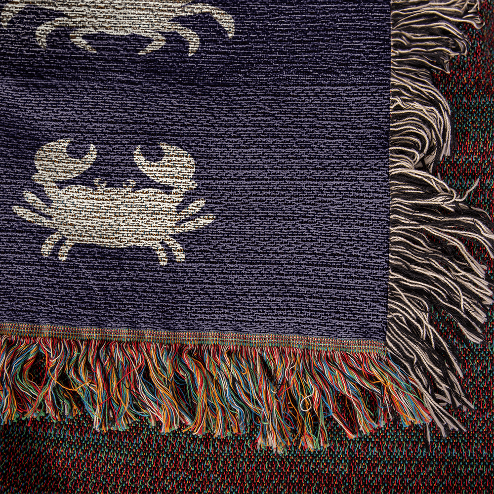 Crab Print Heirloom Woven Blanket