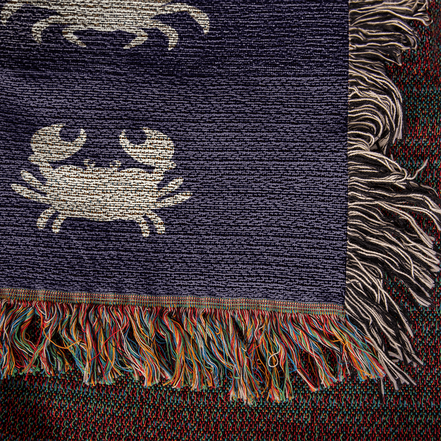 Crab Print Heirloom Woven Blanket