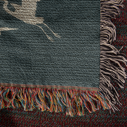 Hand Drawn Heron Motif Heirloom Woven Blanket