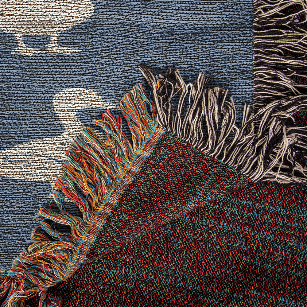 Hand Drawn Duck Motif Heirloom Woven Blanket