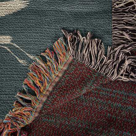 Hand Drawn Heron Motif Heirloom Woven Blanket