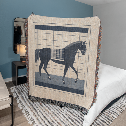 Abstract Horse Equestrian Art Heirloom Woven Blanket