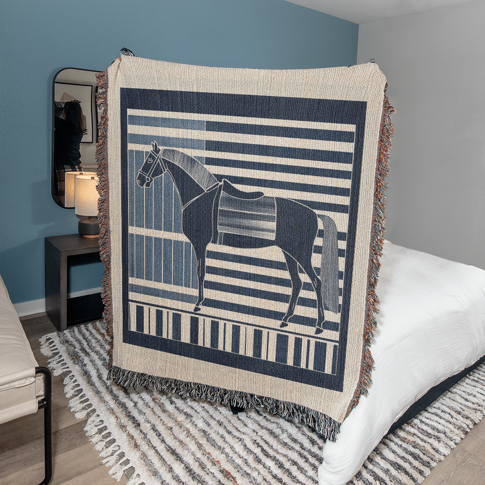 Abstract Horse Equestrian Art Heirloom Woven Blanket