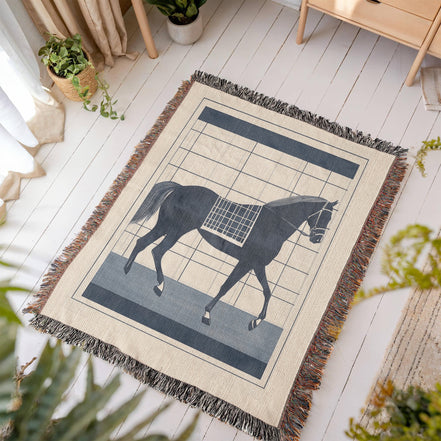 Abstract Horse Equestrian Art Heirloom Woven Blanket