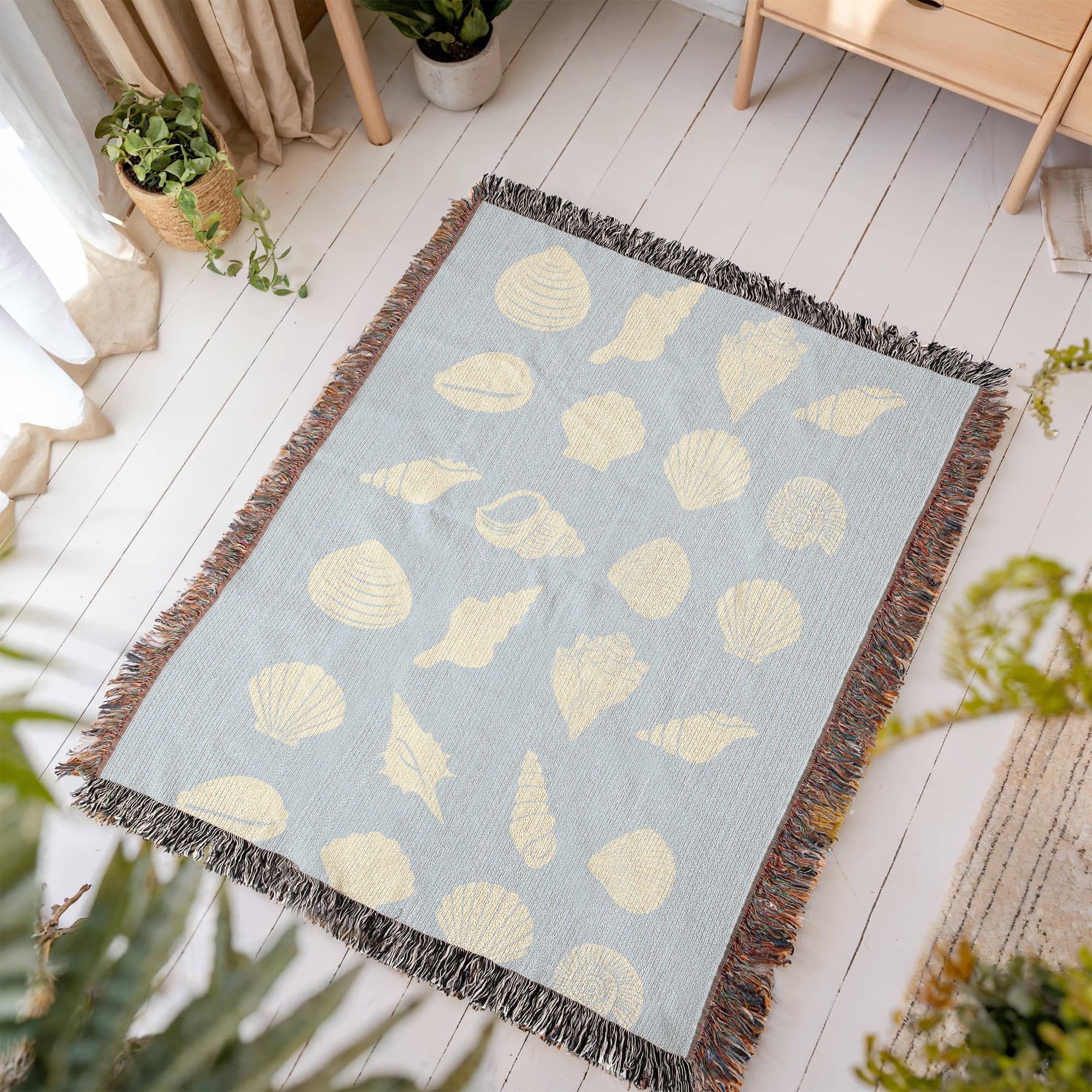 Coastal Shells Heirloom Woven Blanket