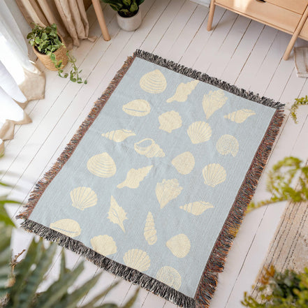 Coastal Shells Heirloom Woven Blanket