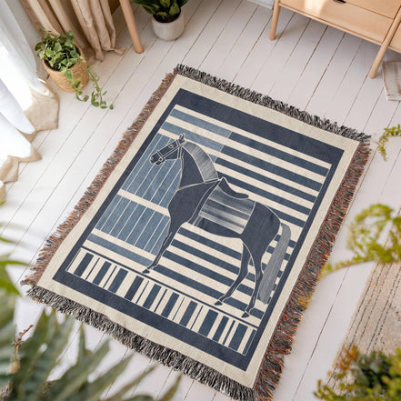 Abstract Horse Equestrian Art Heirloom Woven Blanket