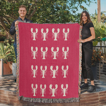 Lobster Motif Heirloom Woven Blanket
