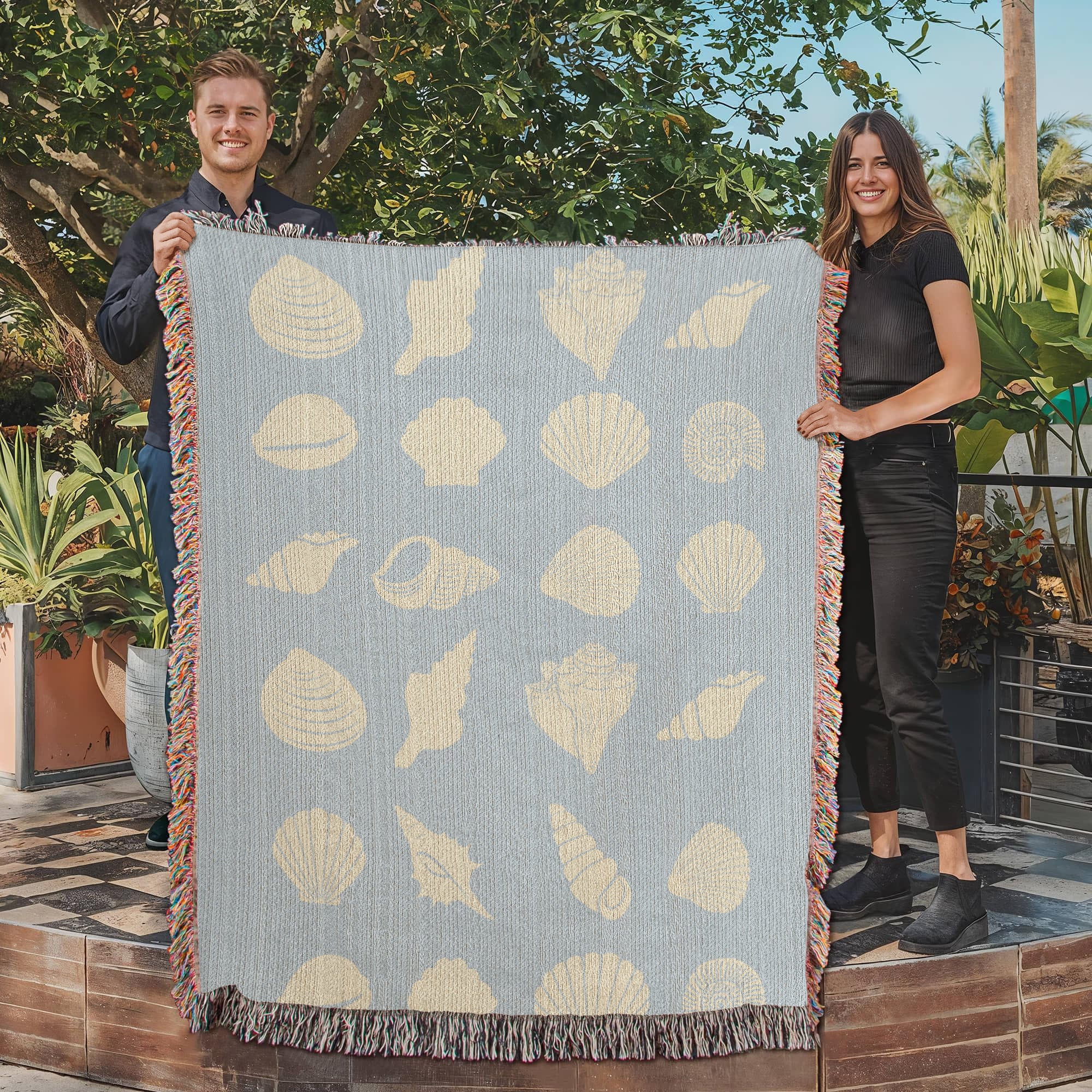 Coastal Shells Heirloom Woven Blanket