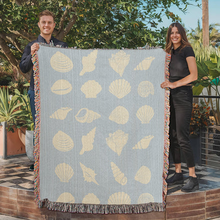 Coastal Shells Heirloom Woven Blanket