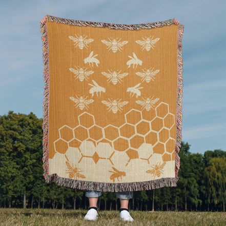 Honeybee Motif Heirloom Woven Blanket