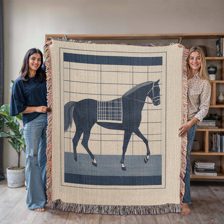 Abstract Horse Equestrian Art Heirloom Woven Blanket