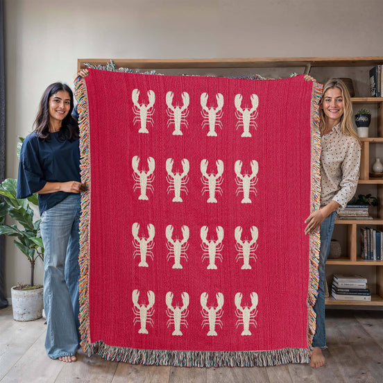 Lobster Motif Heirloom Woven Blanket