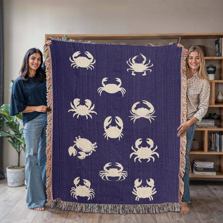 Crab Print Heirloom Woven Blanket
