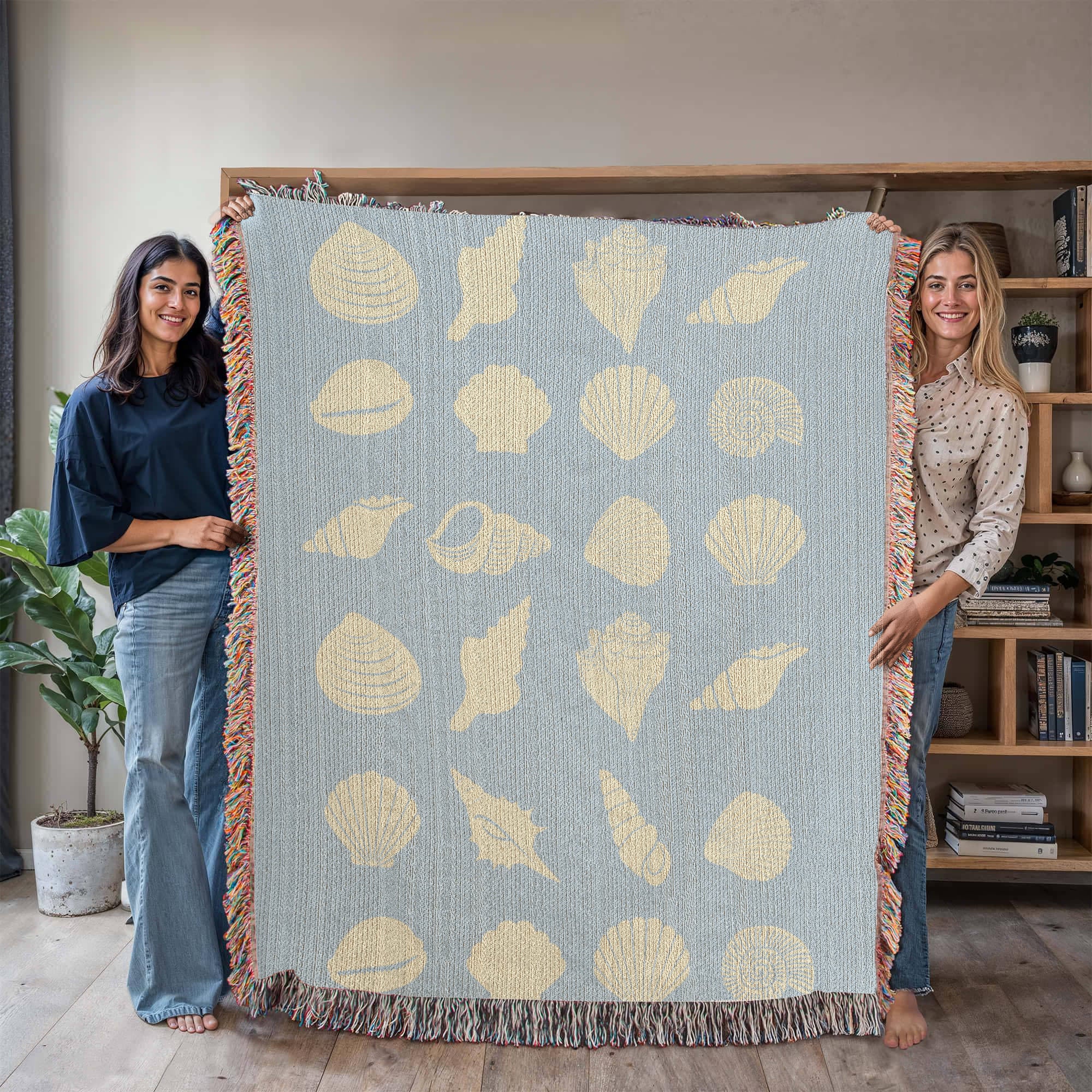 Coastal Shells Heirloom Woven Blanket