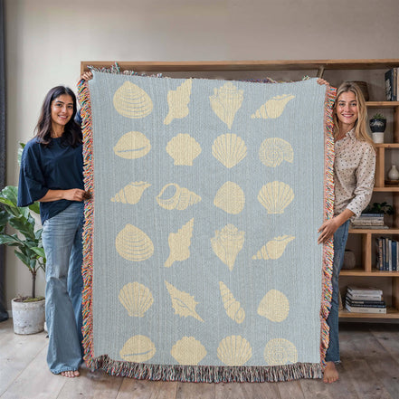 Coastal Shells Heirloom Woven Blanket