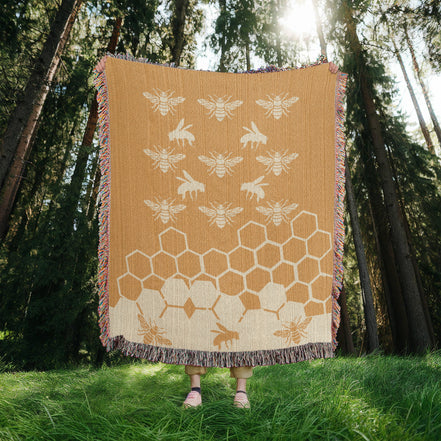Honeybee Motif Heirloom Woven Blanket