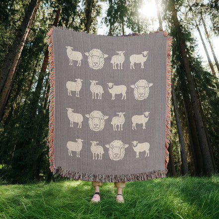 Hand Drawn Sheep Heirloom Woven Blanket