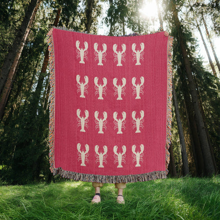 Lobster Motif Heirloom Woven Blanket