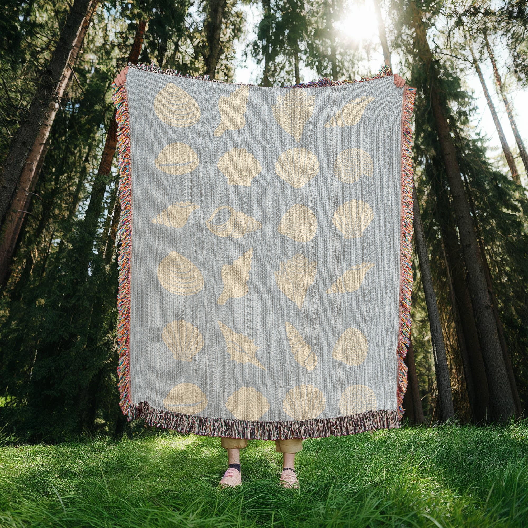 Coastal Shells Heirloom Woven Blanket