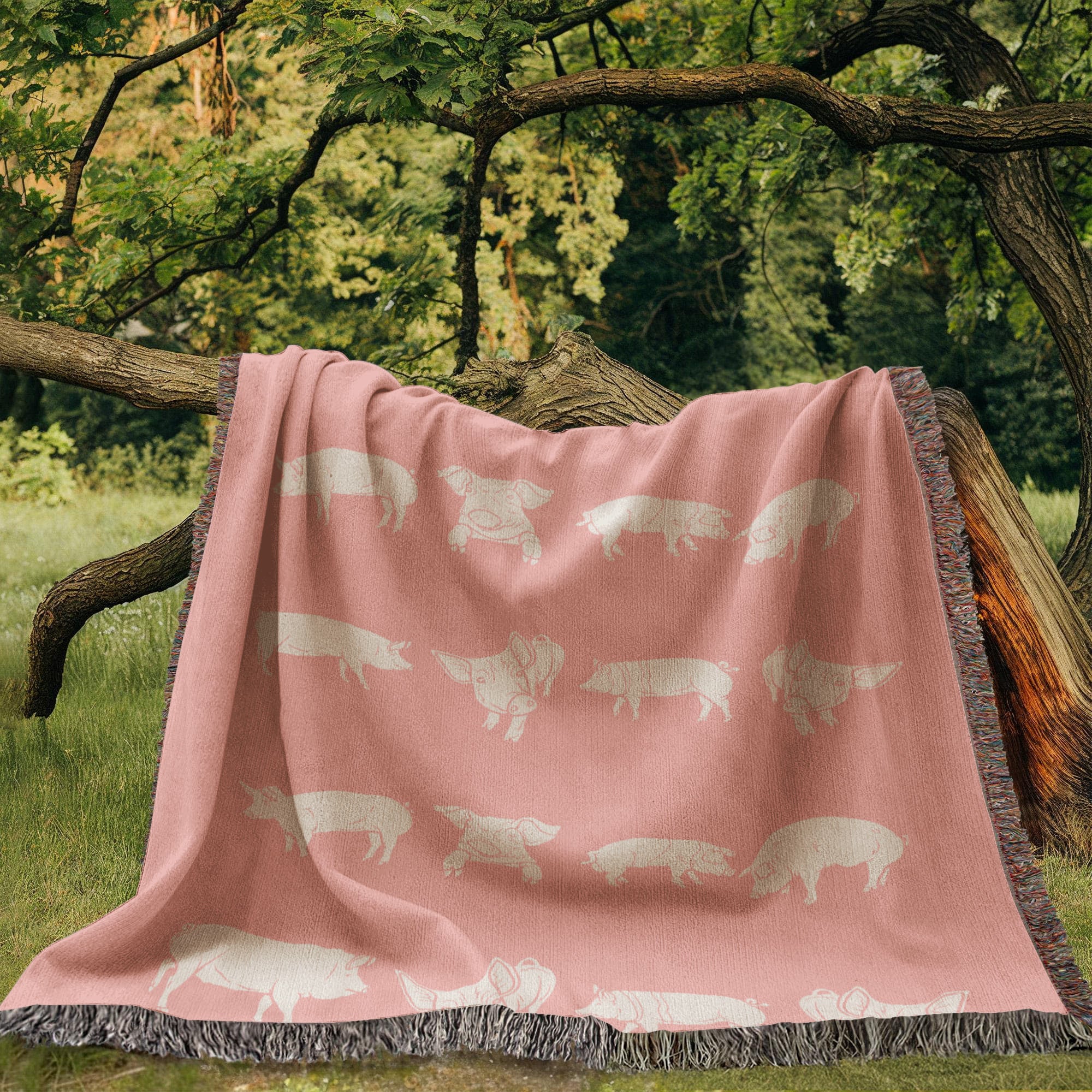 Pig Design Woven Heirloom Blanket