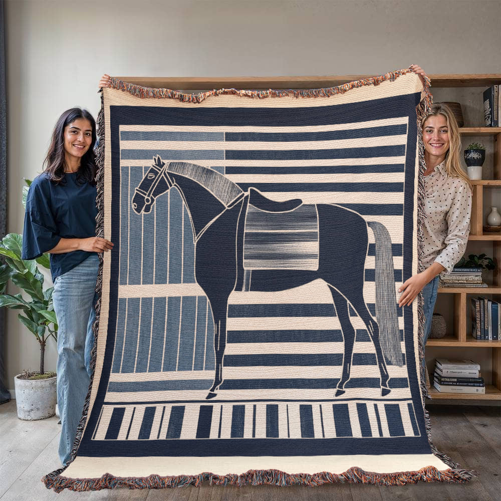 Abstract Horse Equestrian Art Heirloom Woven Blanket