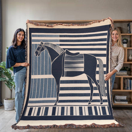 Abstract Horse Equestrian Art Heirloom Woven Blanket