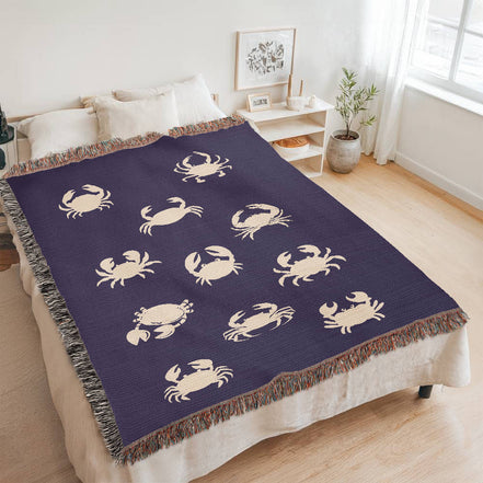 Crab Print Heirloom Woven Blanket