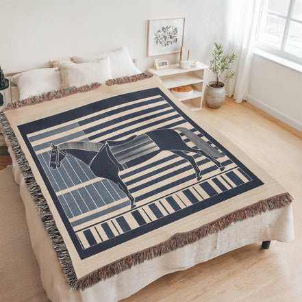 Abstract Horse Equestrian Art Heirloom Woven Blanket