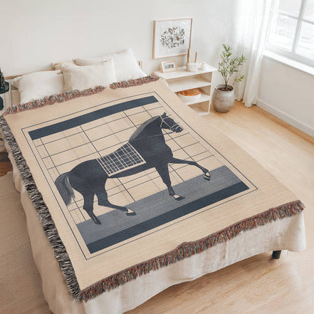 Abstract Horse Equestrian Art Heirloom Woven Blanket