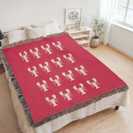 Lobster Motif Heirloom Woven Blanket