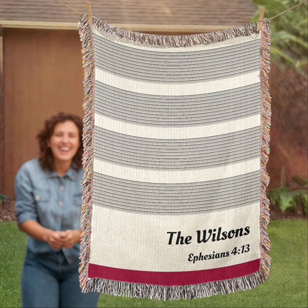Personalized Woven Throw Blanket Gift for Wedding Engagement Anniversary Keepsake,Unique Gift for Family or Couple Last Name, Housewarming