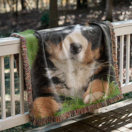Pet Portrait Woven Blanket Landscape Orientation