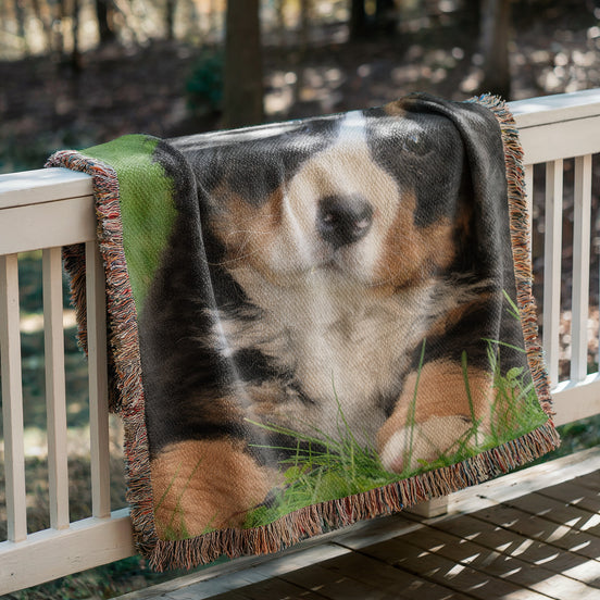 Pet Portrait Woven Blanket Landscape Orientation