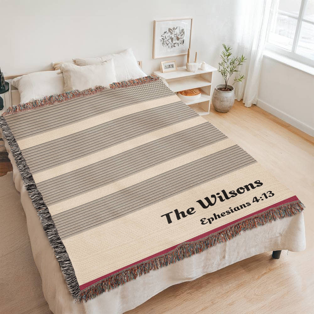 Personalized Woven Throw Blanket Gift for Wedding Engagement Anniversary Keepsake,Unique Gift for Family or Couple Last Name, Housewarming