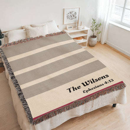 Personalized Woven Throw Blanket Gift for Wedding Engagement Anniversary Keepsake,Unique Gift for Family or Couple Last Name, Housewarming